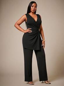 SHEIN SXY Plus Size Jumpsuits - Black - View 3