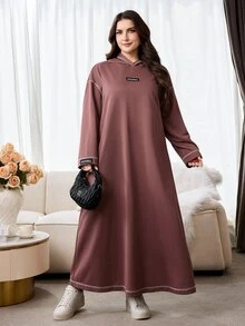 Solavon Plus Size Women's Hooded Casual Versatile Everyday Sweatshirt - Brown - View 8