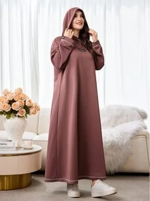 Solavon Plus Size Women's Hooded Casual Versatile Everyday Sweatshirt - Brown - View 6