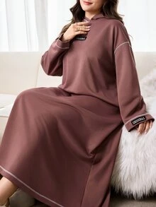 Solavon Plus Size Women's Hooded Casual Versatile Everyday Sweatshirt - Brown - View 2