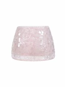 SHEIN ICON Silver Low Rise Sequin Decor Bodycon Mini Skirt - Pink - View 3