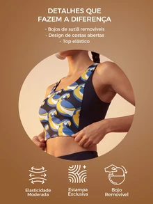 CAJUNI Women's All-Over Print Casual Daily Sports Bra - Black - View 2