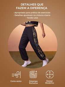 CAJUNI Women's Colorblock Casual Versatile Daily Travel Sports Long Pants - Black - View 2