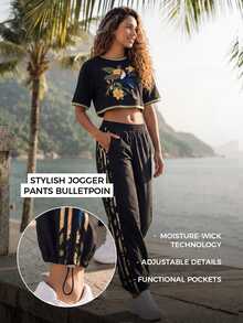CAJUNI Women's Colorblock Casual Versatile Daily Travel Sports Long Pants - Black - View 8