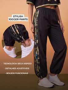 CAJUNI Women's Colorblock Casual Versatile Daily Travel Sports Long Pants - Black - View 1