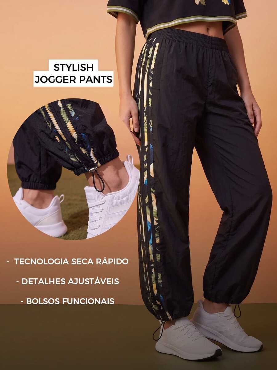 CAJUNI Women's Colorblock Casual Versatile Daily Travel Sports Long Pants - Black - View 1