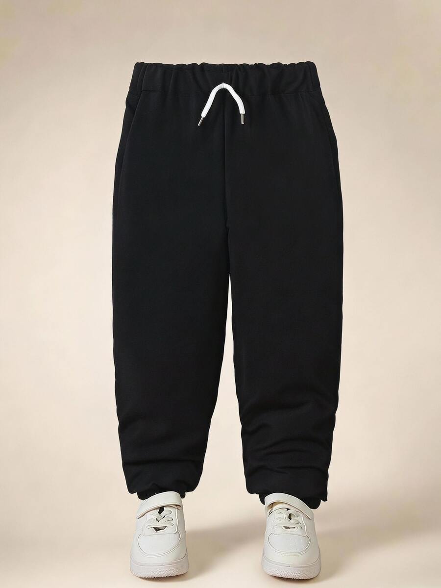 SHEIN Genkimix Kids 小男孩休閒慢跑褲、工裝褲，適合學校穿著，讓男孩在春、秋、冬季節保持時尚舒適，適合游泳與海灘