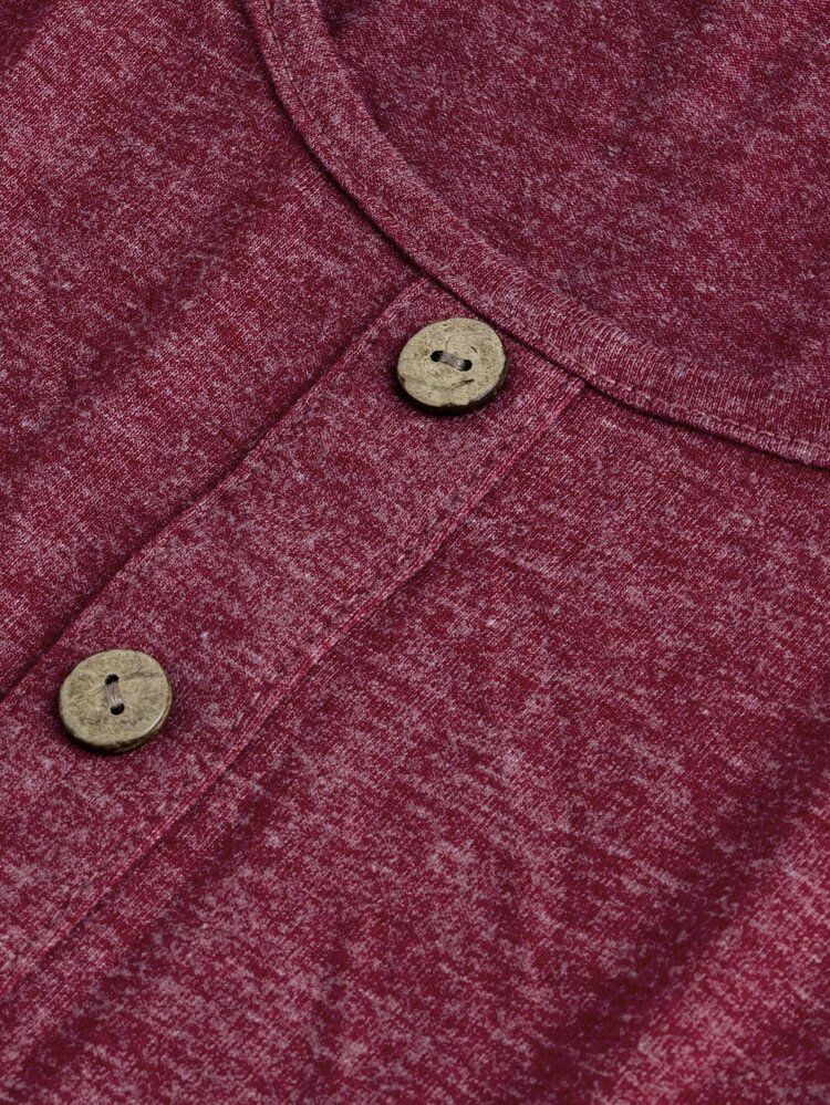 SHEIN Maternity-D Women's Burgundy Ruffle Hem Round Neck Button Decor Maternity Dress, Autumn/Winter Fall - Burgundy - View 7