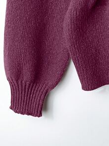 LUMIGAL Women's Autumn/Winter Casual Solid Color Wrap Waist Cardigan - Red Violet - View 6