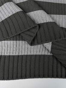 Franclia Sweater Pullover Kasual Lengan Panjang Bergaris dengan Model Bahu Longgar untuk Wanita - MultiWarna - View 4