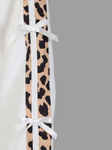 SHEIN Girls' Casual Athletic Band Versatile Minimalist Jacket Set, White Letter Embroidery, Ribbon Bows, Autumn/Winter, Off Campus Student Brown - Multicolor - View 6