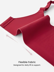 LUVLETTE Wireless Full Coverage Seamless Side Support Lounge Bralette No Show Underwear Workout Sports Sticky Basic SizeFreedom Christmas Red Bra - Red - View 7