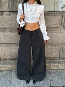 Coolane 黑色編織通勤女款長褲 - 黑色 - 查看 4