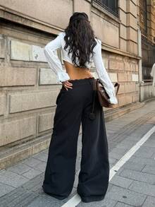 Coolane 黑色編織通勤女款長褲 - 黑色 - 查看 9