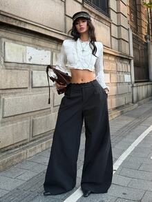 Coolane 黑色編織通勤女款長褲 - 黑色 - 查看 3