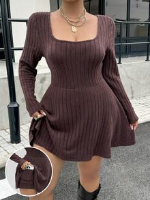 Muchica Plus Size Women's Solid Color Casual Daily Wear Jumpsuit Fall - Brown - View 3