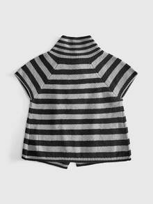 ROMWE Vintage Y2K Asymmetric Placket All-Match Versatile Striped Retro Preppy Women's Cardigan - Grey - View 2