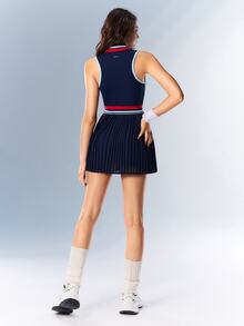 VARSIVA Women's Colorblock Pleated Sporty Dress - Multicolor - View 6