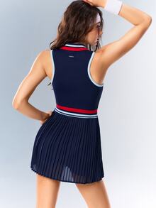 VARSIVA Women's Colorblock Pleated Sporty Dress - Multicolor - View 5