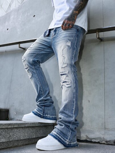 Manfinity EMRG Men's Denim Skinny Horseshoe Leg Pants