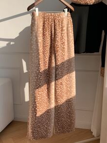 Comfortcana Women's New Leopard Print Plush Warm Loose Fit Long Pants - Multicolor - View 3