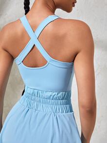 CourtClass CourtClass Women Solid Color Simple Daily Sports Dress - Baby Blue - View 7