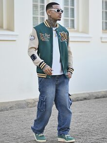 Devon Thys 男士休闲工装牛仔裤，简约时尚，适合日常穿着 - 藍色 - 查看 1