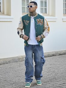 Devon Thys 男士休闲工装牛仔裤，简约时尚，适合日常穿着 - 藍色 - 查看 5