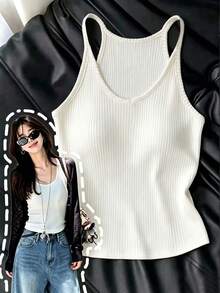 INAWLY Plus Size Casual Baggy Versatile Tank Top For Daily Wear And Office Formal Evening White Summer - White - View 4