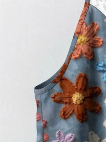 SHEIN VCAY 印花設計大尺碼休閒碎花細肩帶上衣，適合夏季 - 彩色 - 查看 3