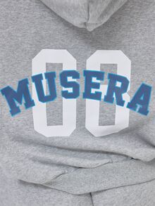 MUSERA Grey Jersey Graphic Hoodie Autumn Winter Fall Daily Everyday Essential Blancs - Grey - View 6