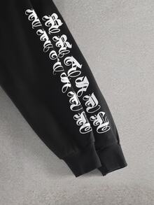 STYNVO Men's Colorblock Letter Print Hoodie And Pants Set - Black - View 5