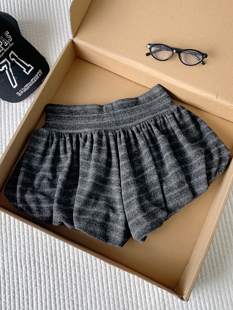Comfortcana Summer Casual Striped Tulip Shorts Fall Clothes For Women Work Outfits National Day Fall Clothes For Women Y2K Basic 2000s Style - Grey - View 2