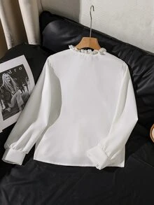 SHEIN 少女女孩白色優雅秋季校園風襯衫 - 白色 - 查看 2