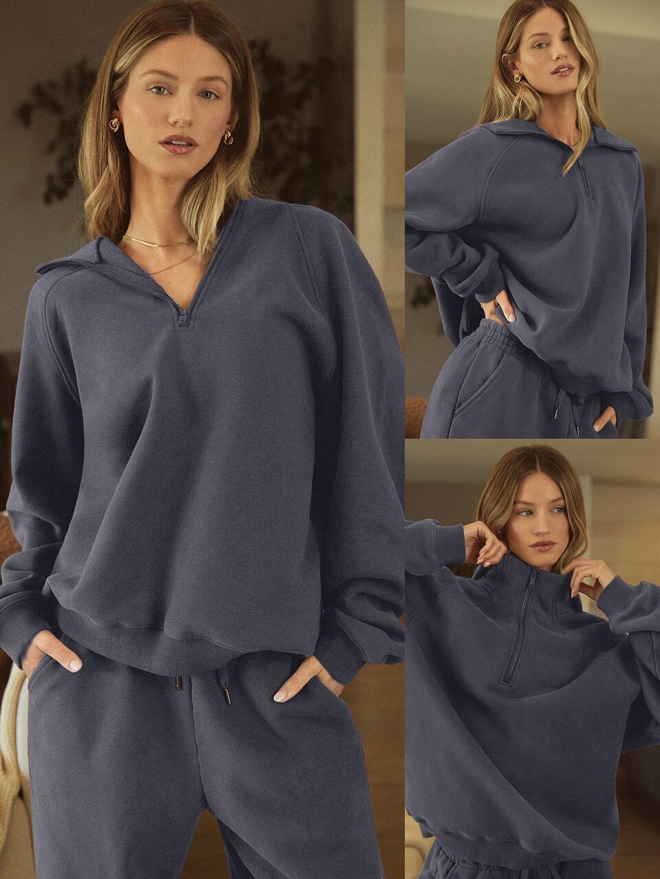 Heavyweight Fleece Oversized Sweatshirt Jacket Thick Thermal Warm Winter