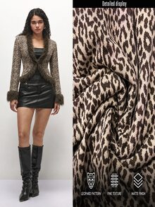 TRNVIE 2026 Fall New Arrival Women's Jacket For Night Out, Y2K Leopard Print Furry Trim Cropped Jacket - Multicolor - View 1