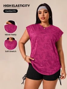 Rhythm Era Plus Size Women Breathable Sports Tank Top Plus Size Tops Summer - Purple - View 1