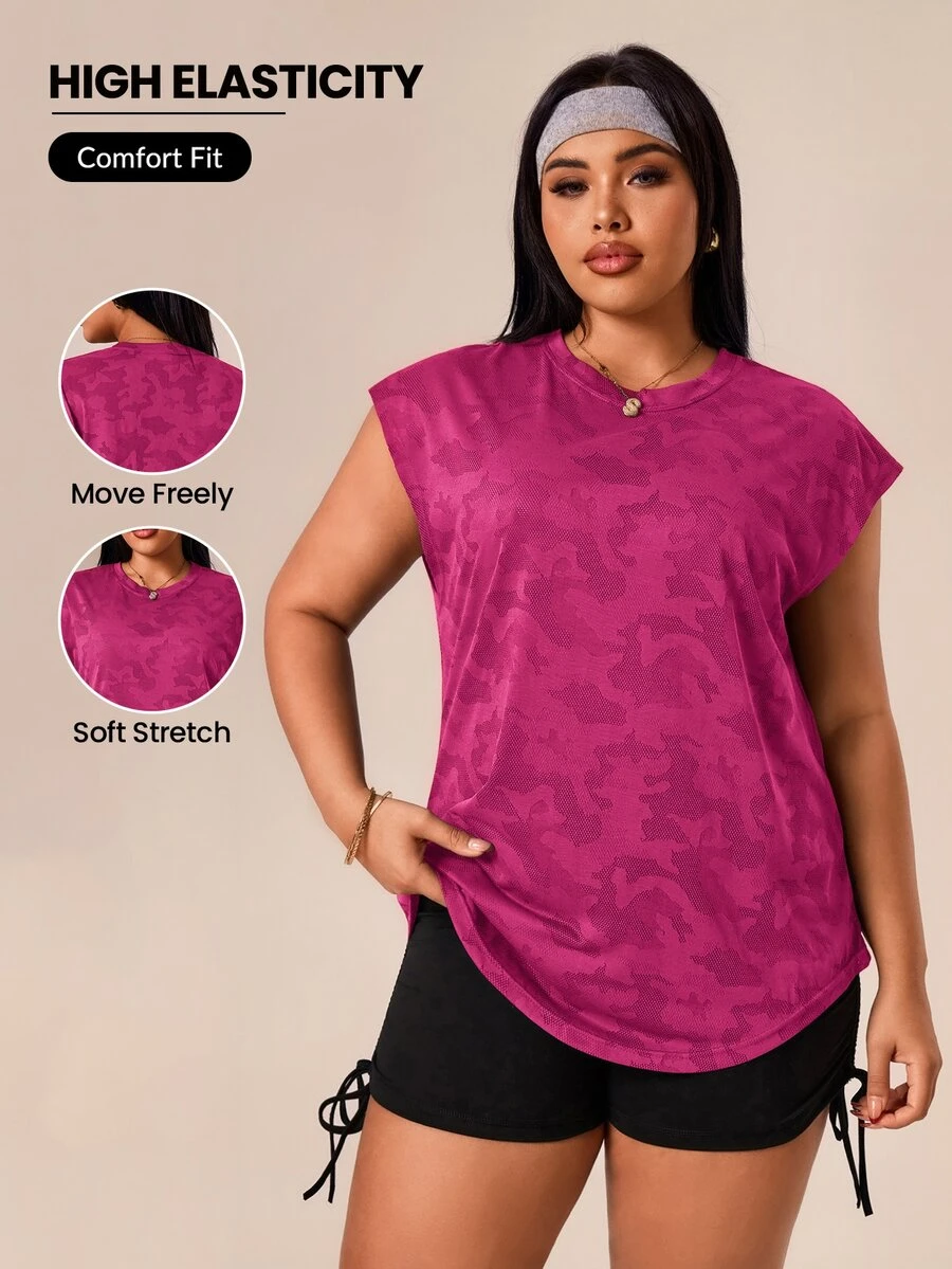 Rhythm Era Plus Size Women Breathable Sports Tank Top Plus Size Tops Summer - Purple - View 1