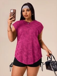 Rhythm Era Plus Size Women Breathable Sports Tank Top Plus Size Tops Summer - Purple - View 5