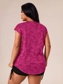 Rhythm Era Plus Size Women Breathable Sports Tank Top Plus Size Tops Summer - Purple - View 2