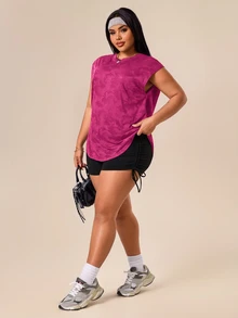 Rhythm Era Plus Size Women Breathable Sports Tank Top Plus Size Tops Summer - Purple - View 7