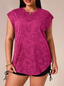 Rhythm Era Plus Size Women Breathable Sports Tank Top Plus Size Tops Summer - Purple - View 3
