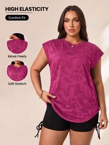 Rhythm Era Plus Size Women Breathable Sports Tank Top Plus Size Tops Summer - Purple - View 6