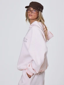MUSERA Pink Graphic Text Drawstring Hood Zip Up Hoodie Top Fall Autumn Winter Coolgirl Back To School Holiday Fudge - Pink - View 3