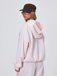 MUSERA Pink Graphic Text Drawstring Hood Zip Up Hoodie Top Fall Autumn Winter Coolgirl Back To School Holiday Fudge - Pink - View 4