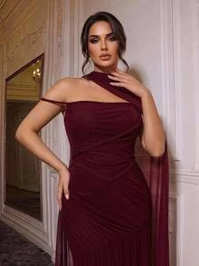 Glamrae Women Plus Formal Evening Dresses Wedding Dinner Winter Classy - Yellow - View 2