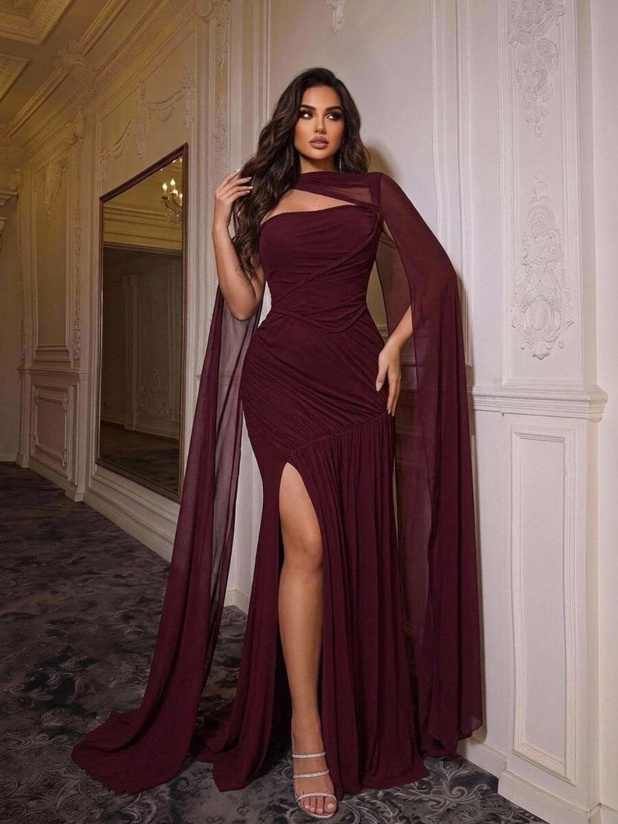Glamrae Women Plus Formal Evening Dresses Wedding Dinner Winter Classy - Yellow - View 1