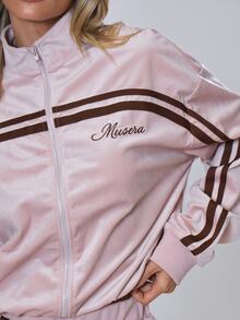 MUSERA Baby Pink Side Stripe Zip Up Cropped Track Jacket Top Fall Autumn Winter Coolgirl Back To School Holiday Fudge - Baby Pink - View 5