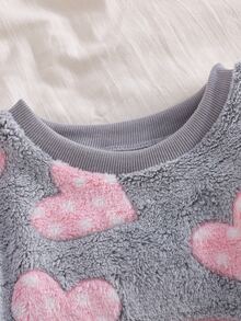 SHEIN 【5套隨機發送1套】女童幼兒長袖褲 新款毛絨面料 英文愛心蝴蝶結 3D蓬鬆波點印花 柔軟 秋冬款 - 彩色 - 查看 7
