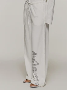 MUSERA Celana Jogging Pendek Bermotif Grafis Putih dengan Hiasan Kancing, Model Sobek, Cocok untuk Musim Gugur, Musim Dingin, Festival, Liburan, Jalan-jalan, Halloween, Ukuran Ultra M - Putih - View 3